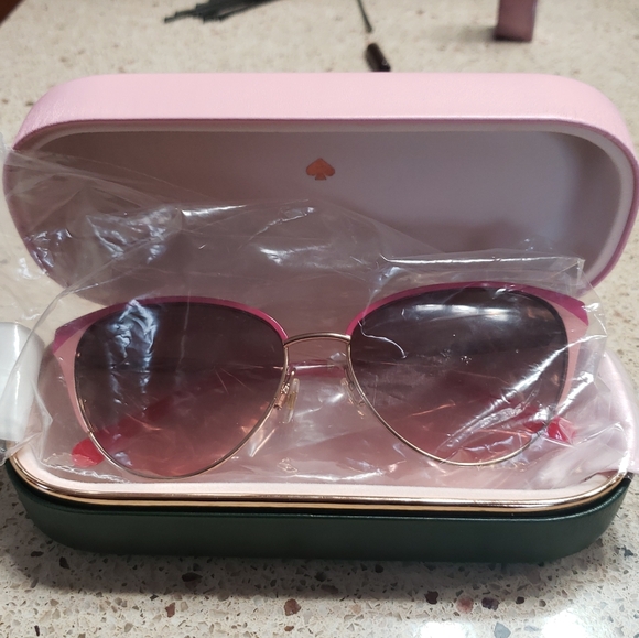 NWT Kate Spade IANNA Rose Gold Cat Eye Frame/Brown Pink Sunglasses🤎💖 - Picture 3 of 10